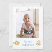 フォトブルー海オンデアザシー1歳の誕生日 招待状 (裏面)