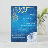 フォトブルー王室のと金ゴールドフレ結婚ーム 招待状 (スタンド正面)