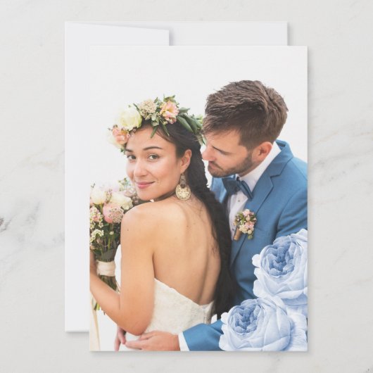 フォトブルー王室のと金ゴールドフレ結婚ーム 招待状 (裏面)