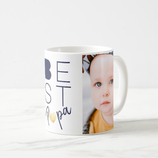 フォトブルー白パパ最高のマグ2枚 コーヒーマグカップ (正面右)