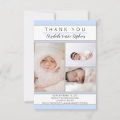 フォトブルー白ベビーシャワー3 |誕生アナウンス サンキューカード (正面)