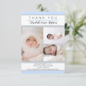 フォトブルー白ベビーシャワー3 |誕生アナウンス サンキューカード (スタンド正面)