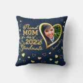 フォトブルー誇りを持った金ゴールド2022年卒業のお母さん クッション (裏面)