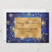 フォトブルー金ゴールドスノーフレーククリスマスクリスマスホリデー シーズンカード (裏面)