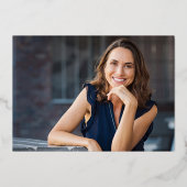 フォトブルー金ゴールド博士課程の卒業 箔招待状 (裏面)