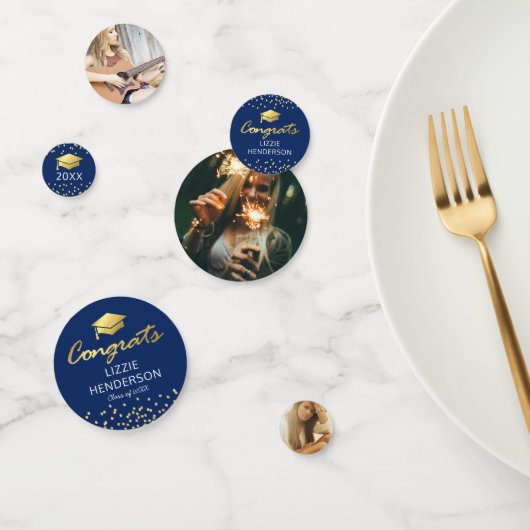 フォトブルー金ゴールド2025卒業パーティー コンフェッティ (グループ)