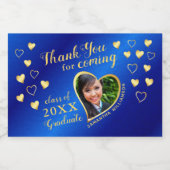 フォトブルー金ゴールド2025年卒業お願い スパークリングワインラベル (シングルラベル)