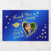 フォトブルー金ゴールド2025年卒業のクラスありがとう スパークリングワインラベル (シングルラベル)