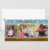 フォトブルー/ブラウンスノーフレーククリスマスカード3 シーズンカード (正面/裏面)