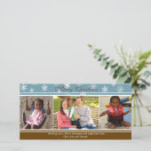 フォトブルー/ブラウンスノーフレーククリスマスカード3 シーズンカード (スタンド正面)