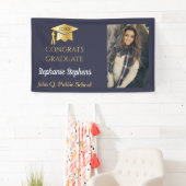 フォトブルー |金ゴールドおめでとう大学院名 |学校 横断幕 (インサイチュ)