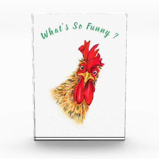 フォトブロックおもしろい驚いたオンドリ – カスタム文字 フォトブロック (正面)