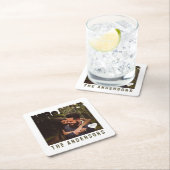 フォトブロックハート ご結婚記念日 Mr. & Mrs. [名前] スクエアペーパーコースター (インサイチュ)