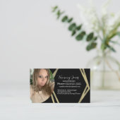 フォトブローカー健康税ブラック金ゴールド名刺 名刺 (スタンド正面)