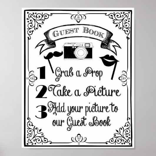 フォトブースのゲストブック ウェディングまたはパーティーのサイン ポスター (正面)