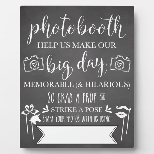 フォトブースのハッシュタグ結婚式パーティーのサイン フォトプラーク (正面)