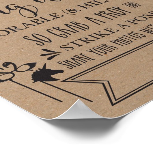 フォトブースのハッシュタグ結婚式パーティーのサイン ポスター (角)