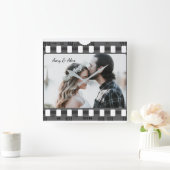 フォトブースのフィルムストリップパーソナライズされた写真テンプレート スクエア壁時計 (ホーム)