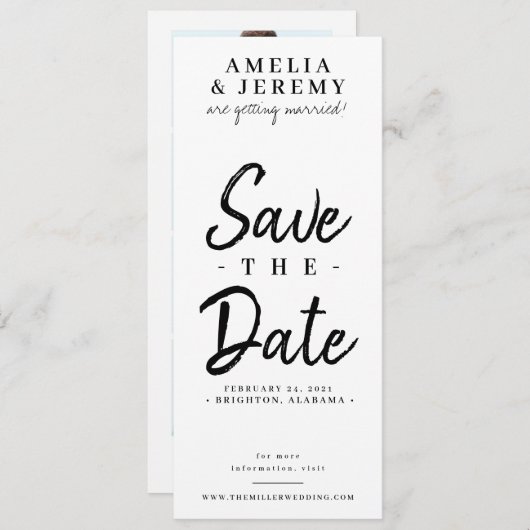 フォトブースのブックマークおもしろいを保存結婚する日付 招待状 (正面/裏面)