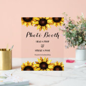 フォトブースひまわり結婚のフローラ台座看板 アクリルサイン (ウェディング)