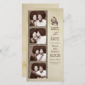 フォトブースをテーマにしたヴィンテージ保存日時 セーブザデート (正面/裏面)