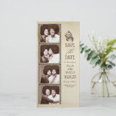 フォトブースをテーマにしたヴィンテージ保存日時 セーブザデート (スタンド正面)