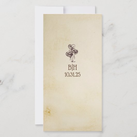 フォトブースをテーマにしたヴィンテージ保存日時 セーブザデート (裏面)