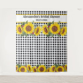 フォトブースを作成Backdrop Gingham Sunflower タペストリー