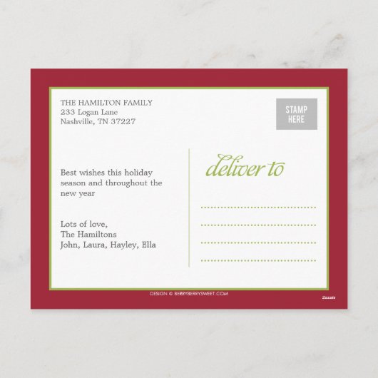 フォトブーススタイルホリデーフォトカードポストカード シーズンポストカード (裏面)