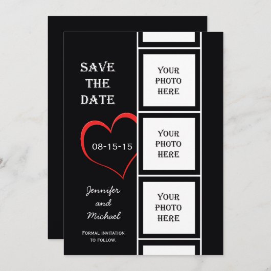 フォトブーススタイル日付招待状カードの保存 セーブザデート (正面/裏面)