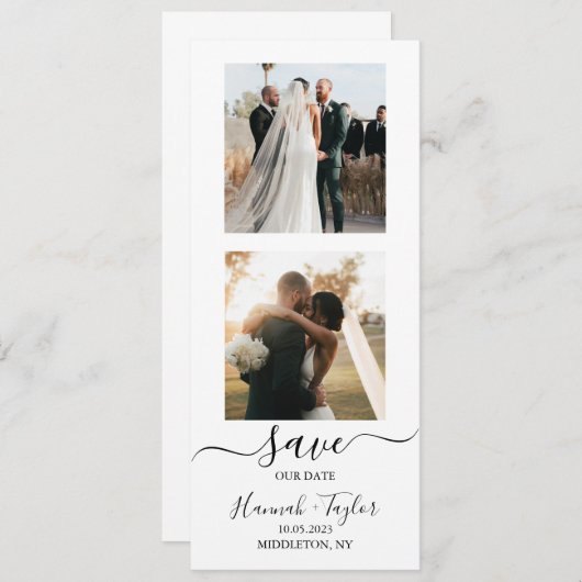 フォトブースストリップ結婚式の日付を保存 (正面/裏面)