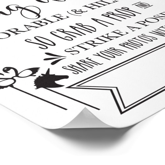 フォトブースハッシュタグウェディングパーティーサイン8x10 ポスター (角)