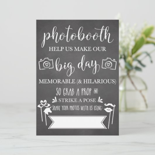 フォトブースハッシュタグ ウェディングパーティーサイン 招待状 (スタンド正面)