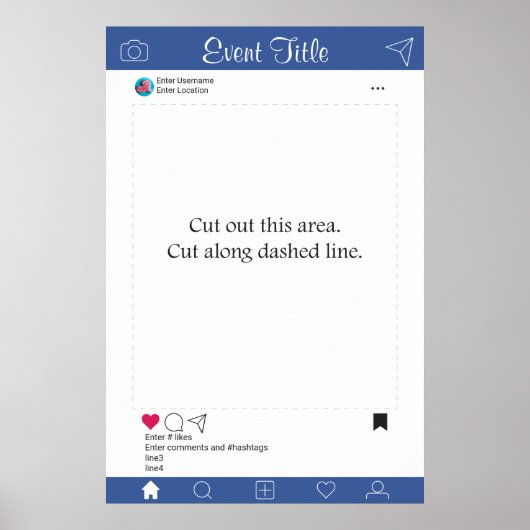 フォトブースプロップフレームポスターブルー ポスター (正面)