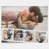 フォトブースモダン5パーソナライズされた フリースブランケット (正面(横))