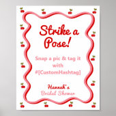 フォトブースレトロさくらんぼブライダルシャワー表記号 ポスター (正面)