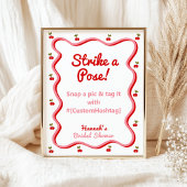 フォトブースレトロさくらんぼブライダルシャワー表記号 ポスター