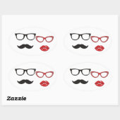 フォトブース小道具ひげステッカー 楕円形シール (シート)