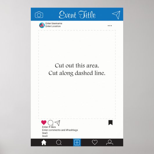 フォトブース小道具フレームポスター 青 黒 ポスター (正面)