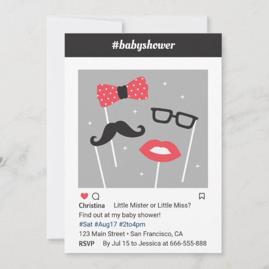 フォトブース性別の表示ベビーシャワー招待状 招待状 (正面)