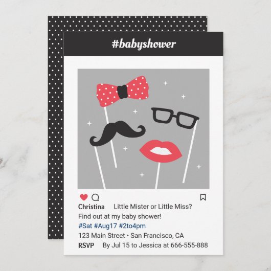 フォトブース性別の表示ベビーシャワー招待状 招待状 (正面/裏面)