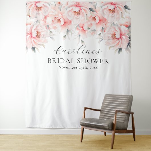 フォトブース牡丹赤面ピンクブライダルシャワー タペストリー (インサイチュ)
