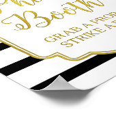 フォトブース看板 ピンク ゴールド ブラック ホワイト ストライプ ポスター (角)