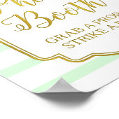 フォトブース看板 ピンク ゴールド ミント ホワイト ストライプ ポスター (角)