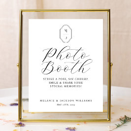 フォトブース看板 ミニマル エレガント スクリプト & モノグラム ポスター
