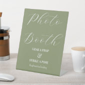 フォトブース結婚のセージ緑の看板 台座サイン (インサイチュ)
