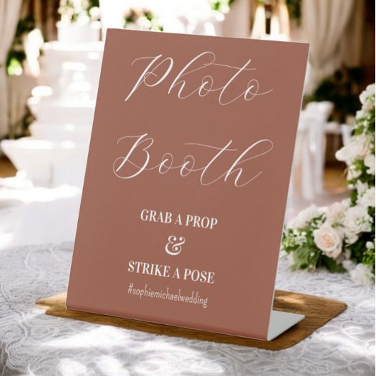 フォトブース結婚のテラコッタ標識 台座サイン