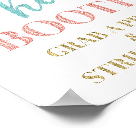 フォトブース結婚サイン金ゴールドティール(緑がかった色)サンゴ紙吹雪 ポスター (角)