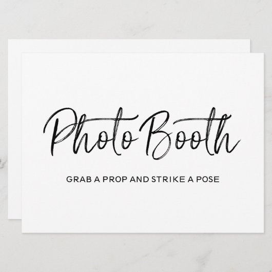 フォトブース ウェディングサイン | おしゃれな筆記体 招待状 (正面/裏面)