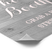 フォトブース ウェディングサイン ピンク ウォーターカラー ウッド ポスター (角)